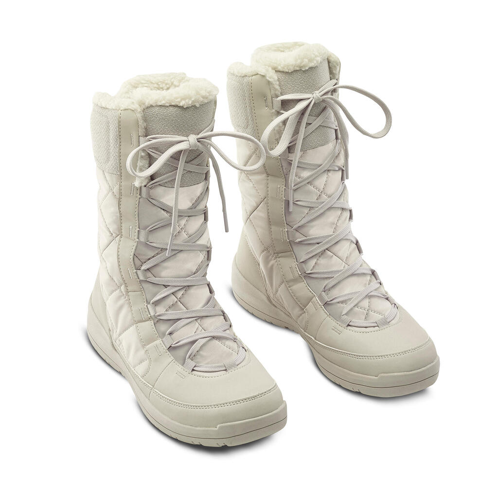 Women's warm waterproof snow boots - SH500 high - lace-up 